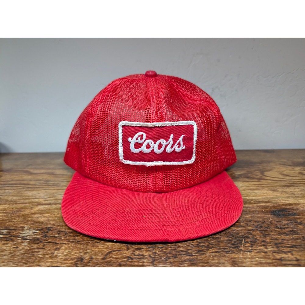Vintage Coors Banquet Beer Trucker Hat Red Mesh Snapback Swingster Made in USA